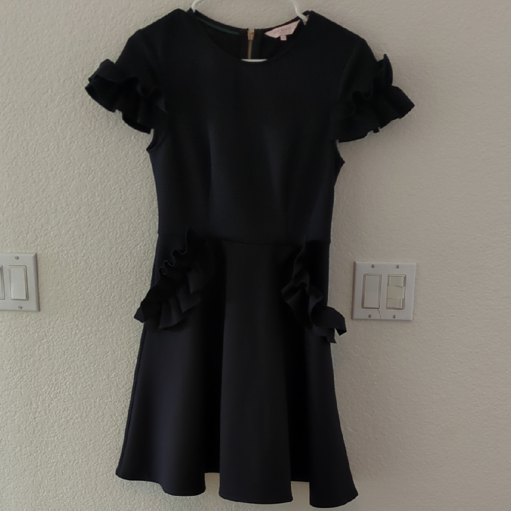 Ted Baker Black Ruffle Black Dress